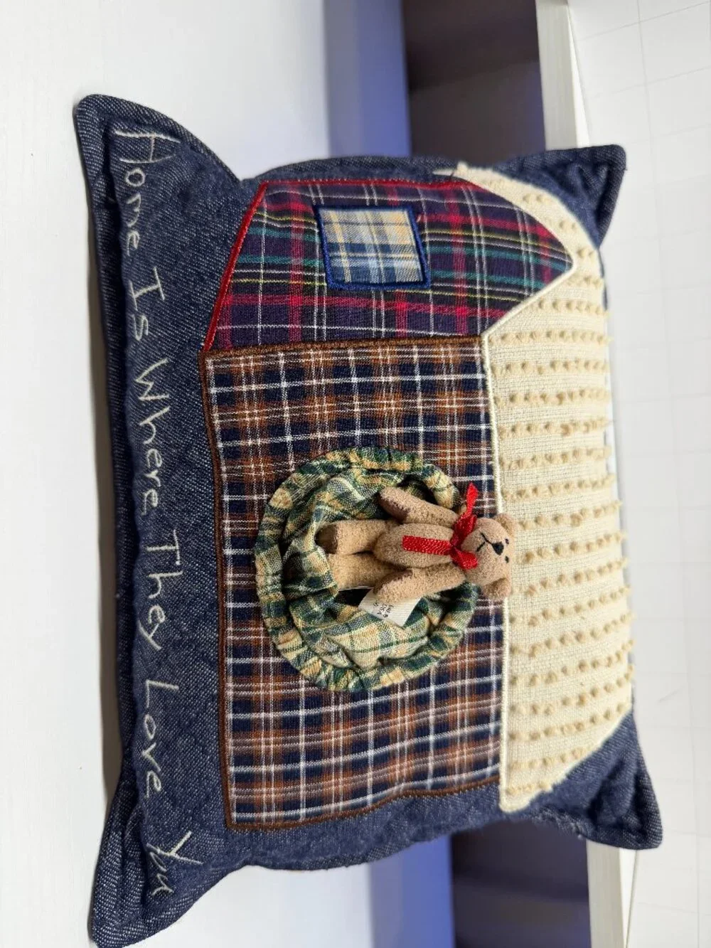Vintage Teddy Bear pillow with saying, 